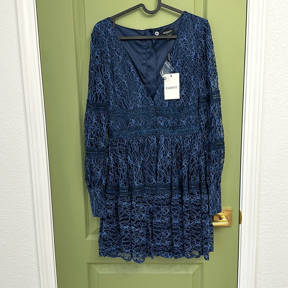 Venice Lace Mini Dress In Navy